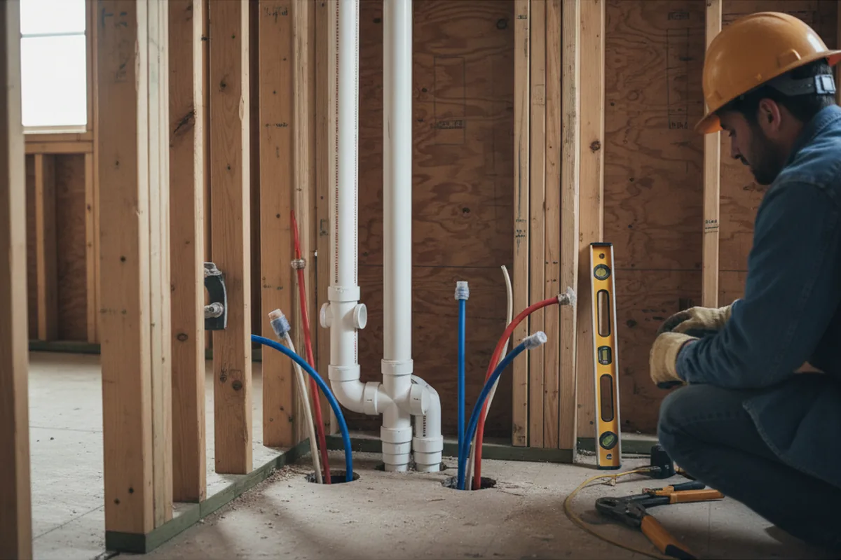 Drain and supply rough-in during Sump Pump Repair in Youngstown